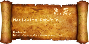 Matievits Rabán névjegykártya